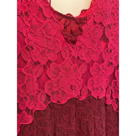 Anthropologie Moulinette Soeurs Carmindy Dress Pink Burgundy Lace 4 New - Picture 9 of 11